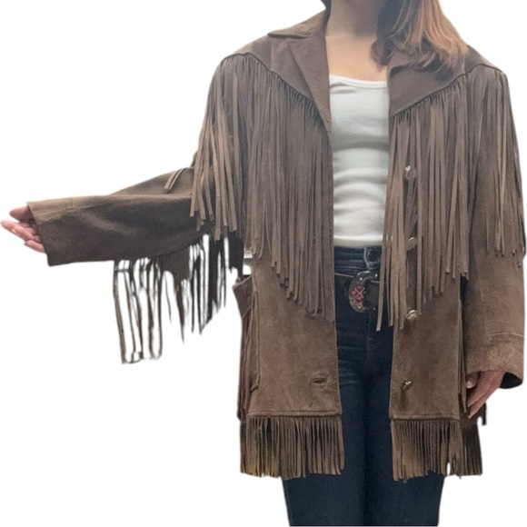 Cedars Brown Suede Fringe Western Jacket Small - Picture 4 of 17